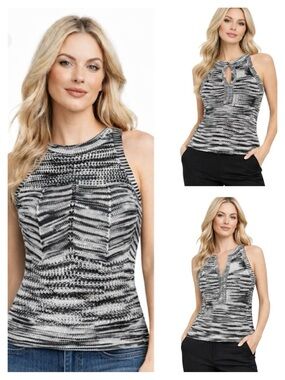 Elie Tahari Black & White Knit Sweater Top Small